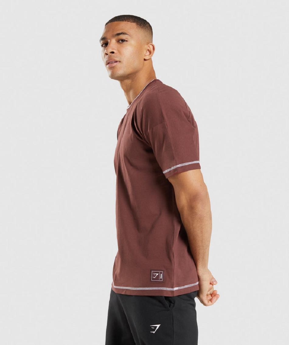 T Shirts Gymshark Recess Hombre Rosas Marrones Blancas | CO 3339JPQ